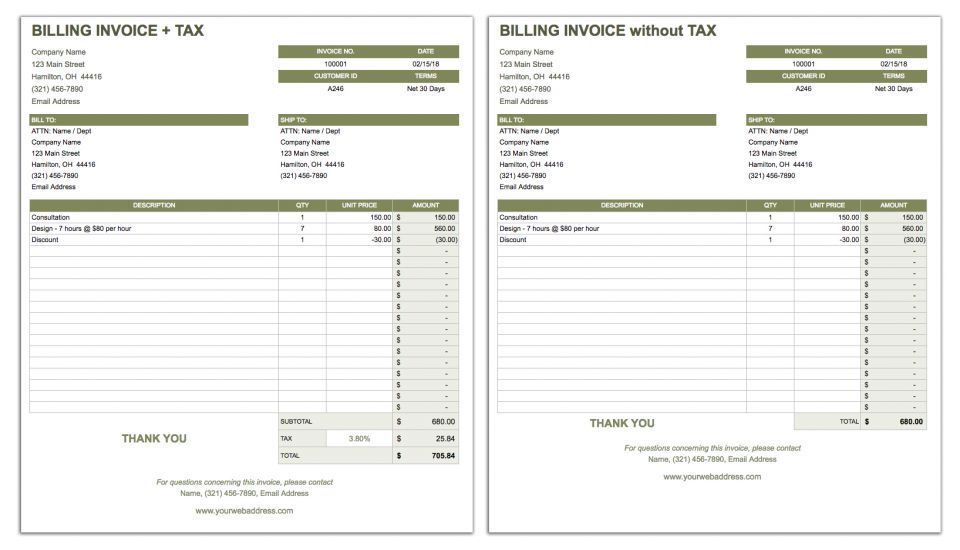 Open Billing Invoice Template